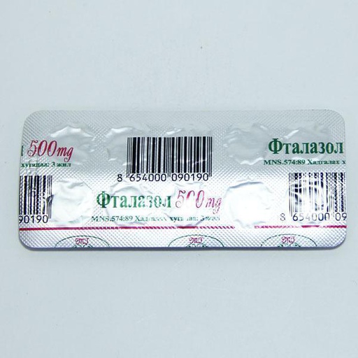 [0100987] Фталазол 500мг №10 шахмал - Мөнхийн тун ХХК