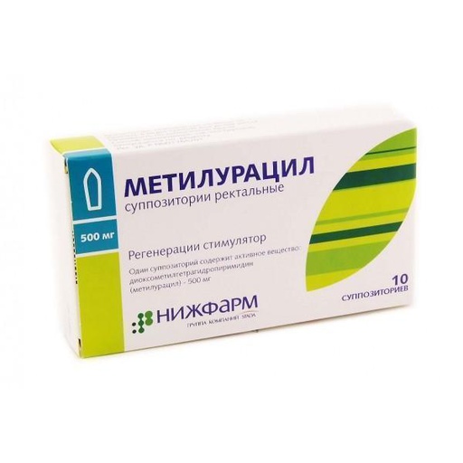 [0101946] Метилурацил 500мг №10 шулуун гэдэсний лаа - Нижфарм ОАО