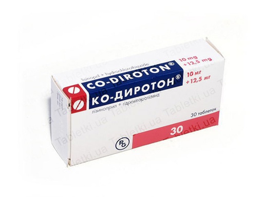[0102338] Ко-Диротон 10мг/12.5мг №30 шахмал - Gedeon Richter Plc